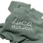 Babydecke Strickdecke Basic Knit Grün (75x100 cm) | Jollein | Personalisiert mit Name und Datum