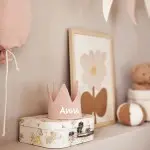 Kinder Geburtstagskrone Musselin rosa | Jollein | Personalisierbar mit Name
