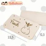 Personalisiertes Frühstücksbrettchen mit Lasergravur für Kinder mit Namen - Babygeschenk für Kinder mit Lasergravur und Zebra mit Herzen