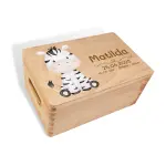 XXL Personalisierte Erinnerungsbox zur Geburt | Zebra bedruckt | 40x30x22 cm