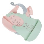 Bieco Silikon-Lätzchen Set mit Bärmotiv und Auffangschale für Babys und Kinder in rosa