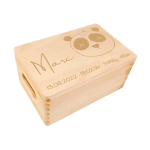 Personalisierte Baby Erinnerungsbox Holzkiste mit Name / Geburtsdaten und Panda Motiv