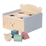 JaBaDaBaDo - Formen-Steckspiel Box Teddy - Kinder Sortierbox aus Holz Blau - Personalisiert mit Namen C2518