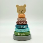JaBaDaBaDo W7195 Holz Ring-Stapelturm Teddy personalisiert Geburt Baby
