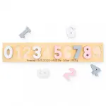 Jollein Holz Zahlenpuzzle Steckspiel Rosa - Personalisiert mit Geburtsdaten und Name Lasergravur - 105-001-65335