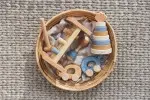 Jollein Baby & Kinder Holz-Spielzeug in Blau von BellasTraum personalisiert zur Geburt