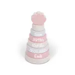 Jollein - Ring-Stapelturm - Spielzeug Stapelturm aus Holz Rosa - Personalisiert mit Namen Geburtsdaten - Babygeschenk zur Geburt Mädchen - 120-001-66025