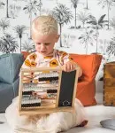 Personalisiert Kinder Rechenschieber Abakus mit Maltafel schwarz grau - Jollein