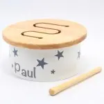 Kids Concept 1000151 - Kinder Musikinstrument Mini Holz Trommel in Weiß personalisiert mit Namen
