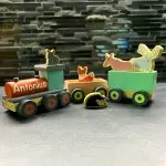 Personalisierte Holzeisenbahn mit Tieren Holz Zug mit Namen Kids Concept 1000078