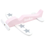 Kinder Holzspielzeug Flugzeug rosa personalisiert mit Namen | JaBaDaBaDo W7094