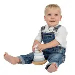 Label Label - Stapelturm - Stapelturm aus Holz Grün - Personalisiertes Taufgeschenk - Geschenk zur Taufe für Baby und Kind
