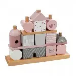 Label-Label Steckspiel Haus rosa personalisiert mit Geburtsdateb
