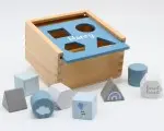 Label Label - Formen-Steckspiel Box - Kinder Sortierbox aus Holz Blau - Personalisierbar mit Namen LLWT-25057