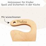 Langlebiges Buchenholz Messer für Kinder – Montessori Kindermesser aus massivem Holz, ideal für erste Kochversuche.