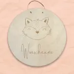 Personalisiertes Namensschild mit Tiermotiv "Fuchs" aus Holz mit Name