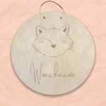 30 cm Personalisiertes Namensschild mit Tiermotiv "Fuchs" aus Holz mit Name