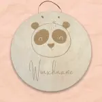 20 cm Personalisiertes Namensschild mit Tiermotiv "Panda" aus Holz mit Name