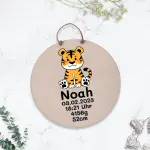 Personalisiertes Namensschild mit Tiger aus Holz mit Name