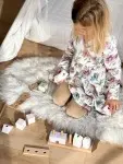 Mädchen Taufgeschenk Steckspiel aus Holz. Spielzeug mit Taufdaten,. Namen und Tauffisch. Geschenkidee für Kinder zur Taufe.