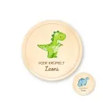 Personalisierte Frühstücksbrett für Kinder und Babys – Dinosaurier grün Einzigartige Geschenkideen mit Liebe zum Detail!