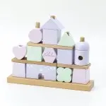 Babygeschenk Stapel- und Steckspiel Haus rosa Liebelini Personalisierbar mit Geburtsdaten und Namen Liebe-2001 bedruckt