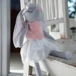 Baby Kuscheltier Hase Kelly Ballerina in rosa grau personalisiert mit Name und Geburtsdatum
