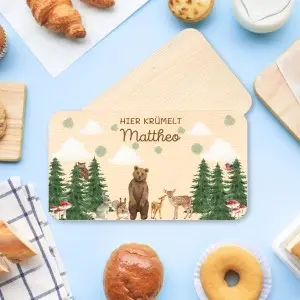 Personalisierte Frühstücksbrettchen für Kinder – Waldtiere Einzigartige Geschenkideen mit Liebe zum Detail!