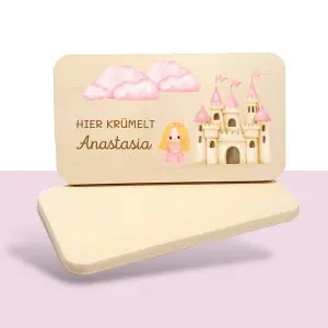 Personalisierte Frühstücksbrettchen für Kinder – Prinzessin mit Schloss Einzigartige Geschenkideen mit Liebe zum Detail!