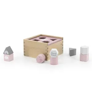 Label Label - Formen-Steckspiel Box - Kinder Sortierbox aus Holz Rosa - Personalisiert mit Namen LLWT-25040