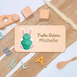 Personalisierte Frühstücksbrettchen für Kinder – Einzigartige Geschenkideen mit Liebe zum Detail Frohe Ostern als Ostergeschenk Hase und Osterei