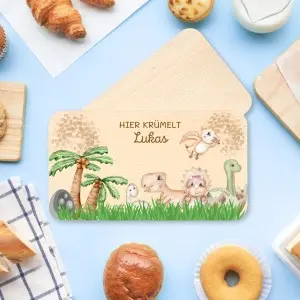 Personalisierte Frühstücksbrettchen für Kinder – Dinosaurier Einzigartige Geschenkideen mit Liebe zum Detail!
