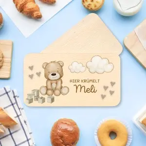 Personalisierte Frühstücksbrettchen für Kinder – Teddy Einzigartige Geschenkideen mit Liebe zum Detail!