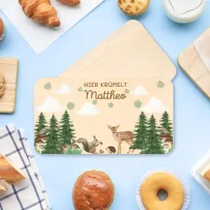 Personalisierte Frühstücksbrettchen für Kinder – Waldtiere Einzigartige Geschenkideen mit Liebe zum Detail!