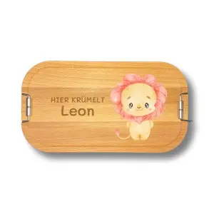 Personalisierte Brotdose für Kinder | Mit Name und Löwe