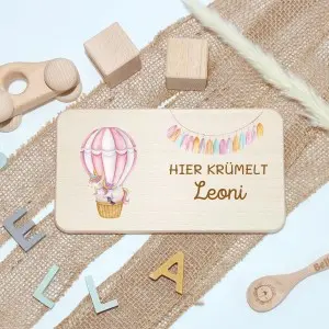 Personalisierte Frühstücksbrettchen für Kinder – Einhorn Heißluftballon Einzigartige Geschenkideen mit Liebe zum Detail!