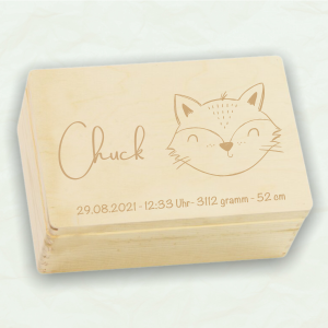 Personalisierte Erinnerungsbox zur Geburt | Fuchs | 30 x 20 x14 cm