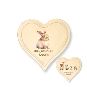 Personalisierte Frühstücksbrett Herz für Kinder und Babys – Einzigartige Geschenkideen mit Liebe zum Detail! Waldtier Hase