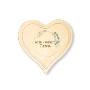 Personalisierte Frühstücksbrett Herz für Kinder und Babys – Einzigartige Geschenkideen mit Blumenkranz, Liebe zum Detail!