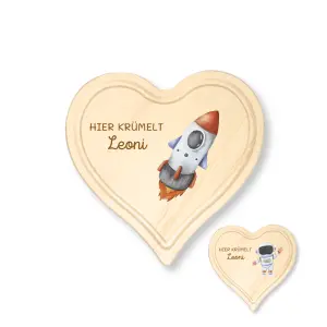 Personalisierte Frühstücksbrett Herz für Kinder und Babys – Einzigartige Geschenkideen mit Liebe zum Detail! Rakete
