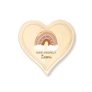 Personalisierte Frühstücksbrett Herz für Kinder und Babys – Einzigartige Geschenkideen mit Liebe zum Detail! Regenbogen Motiv