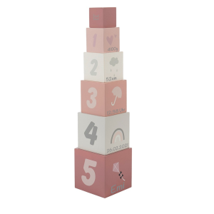 Holz Stapelwürfel mit Zahlen rosa | Label-Label | Personalisiert