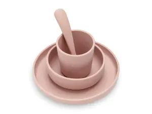 Kinder Baby Geschirrset Silikon - Pale Pink - 4-teilig | Jollein
