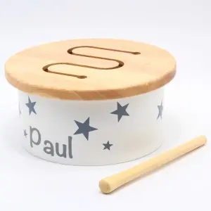 Kids Concept 1000151 - Kinder Musikinstrument Mini Holz Trommel in Weiß personalisiert mit Namen