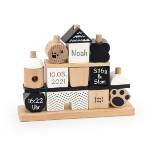 Holz Stapel- und Steckspiel Haus Panda | Label-Label | Personalisiert
