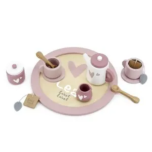 Holz Tee-Set rosa | Label-Label | Personalisiert