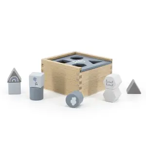Label Label - Formen-Steckspiel Box - Kinder Sortierbox aus Holz Blau - Personalisiert mit Namen LLWT-25057