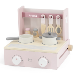 Klappbare Holz Spielküche rosa | Label-Label | Personalisiert