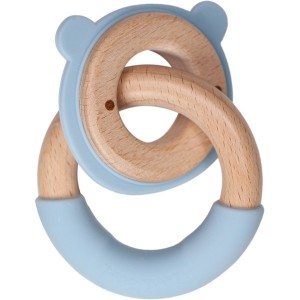Holz & Silikon Beißring Bär Blau | Label-Label