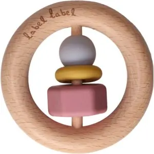 Zahnungshilfe Beissring in rosa rund Silikon & Holz | Label-Label